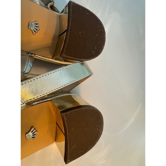 Nina New York Silver Mesh Metallic Strappy Block Heel Sandals Size 9M - Picture 13 of 15